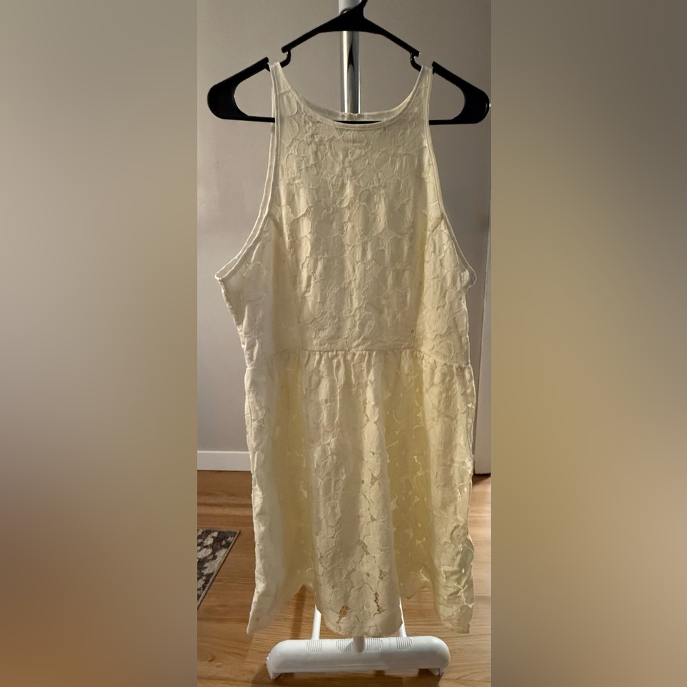 LC Lauren Conrad Cream Lace Overlay Tank Dress